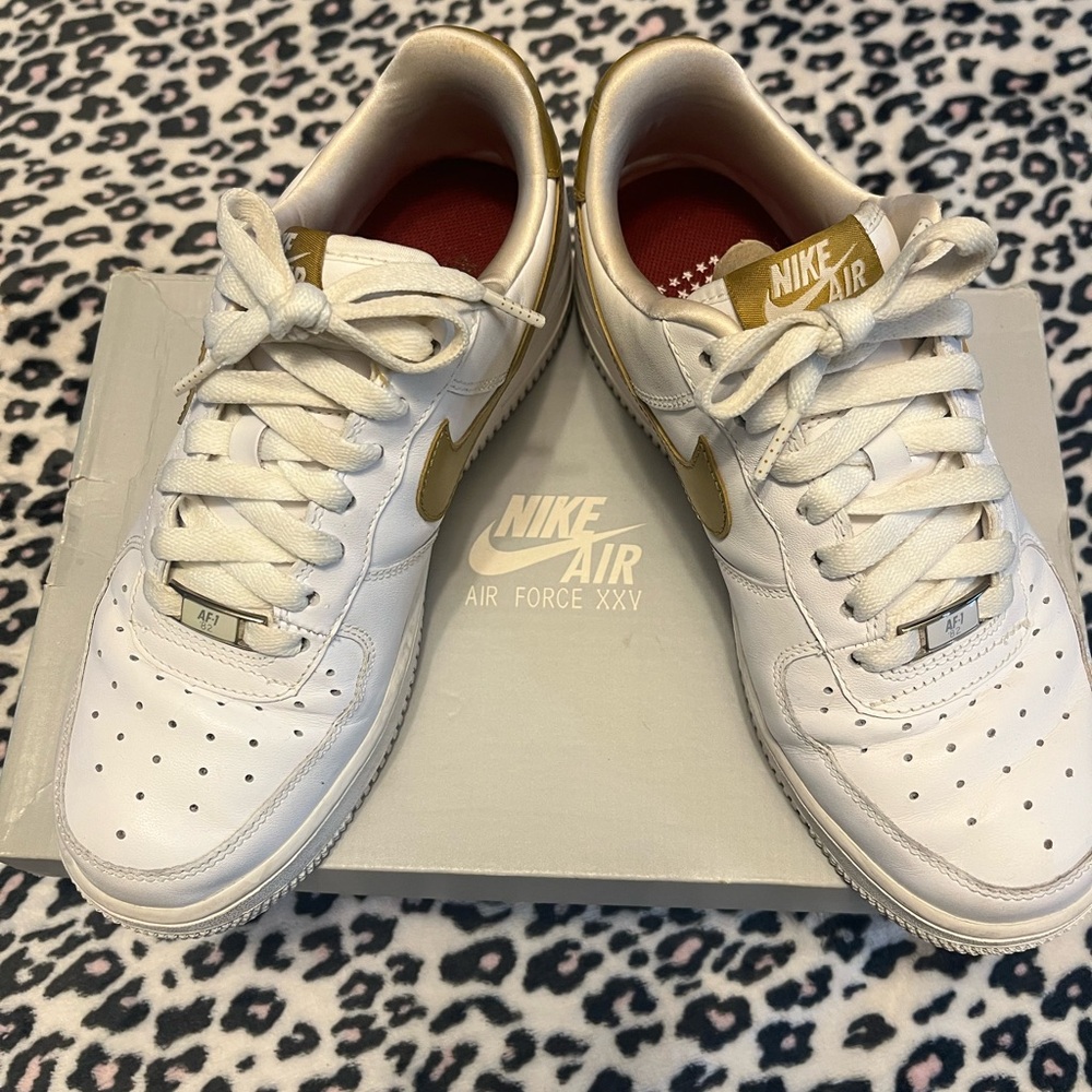 Nike Air Force XXV White and Gold Shoes